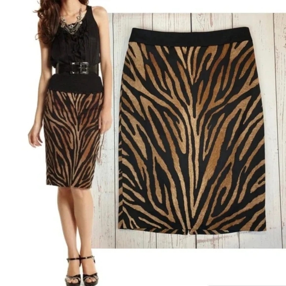 White House Black Market Animal Print Pencil Skirt